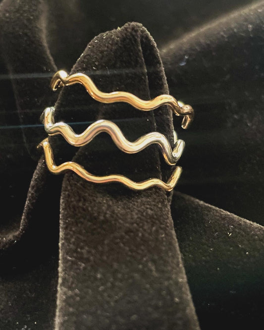 Three layer gold and silver ring