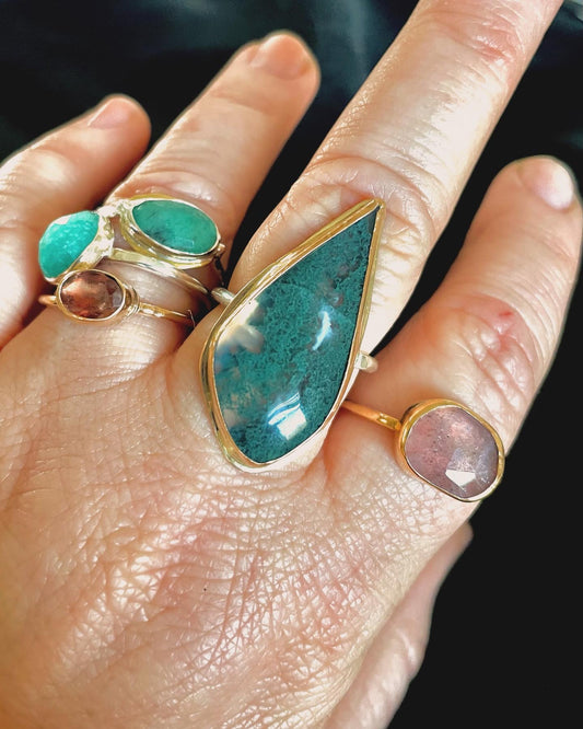 Moss Agate statement ring